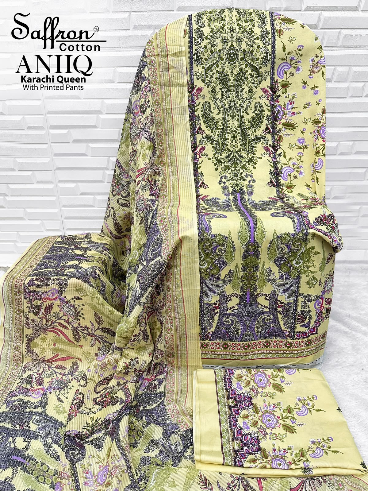 Aniiq Saffron Cotton Karachi Salwar Suits Manufacturer Gujarat