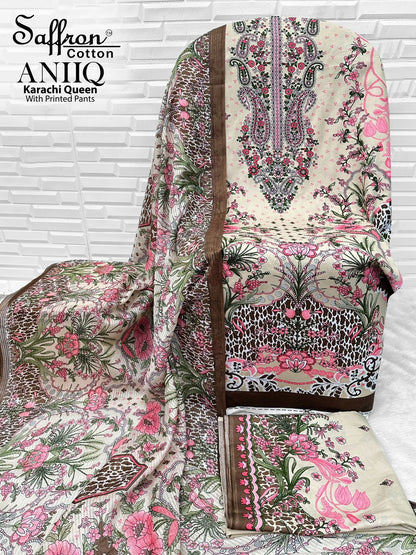 Aniiq Saffron Cotton Karachi Salwar Suits Manufacturer Gujarat