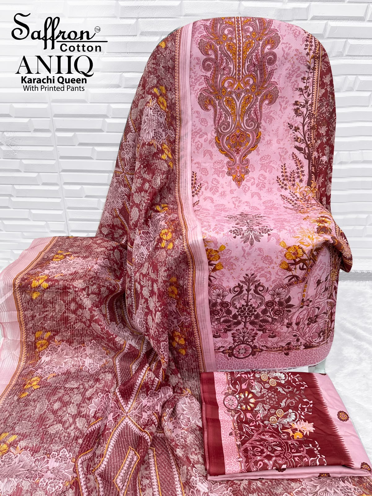 Aniiq Saffron Cotton Karachi Salwar Suits Manufacturer Gujarat