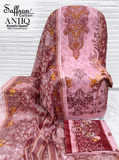Aniiq Saffron Cotton Karachi Salwar Suits Manufacturer Gujarat