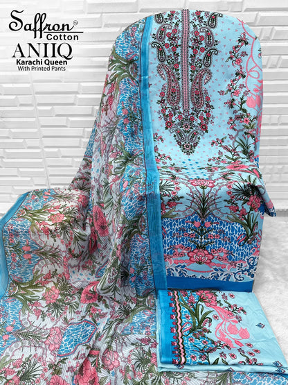 Aniiq Saffron Cotton Karachi Salwar Suits Manufacturer Gujarat