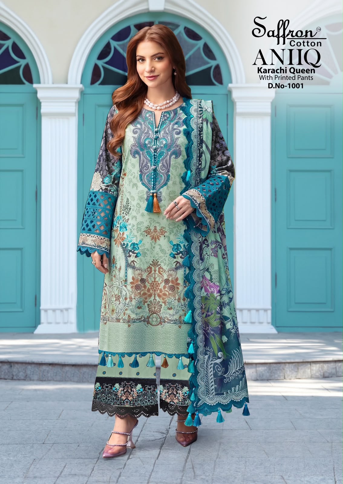 Aniiq Saffron Cotton Karachi Salwar Suits Manufacturer Gujarat