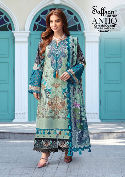 Aniiq Saffron Cotton Karachi Salwar Suits Manufacturer Gujarat