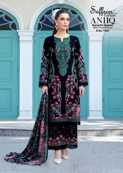 Aniiq Saffron Cotton Karachi Salwar Suits Manufacturer Gujarat