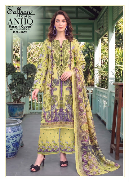 Aniiq Saffron Cotton Karachi Salwar Suits Manufacturer Gujarat