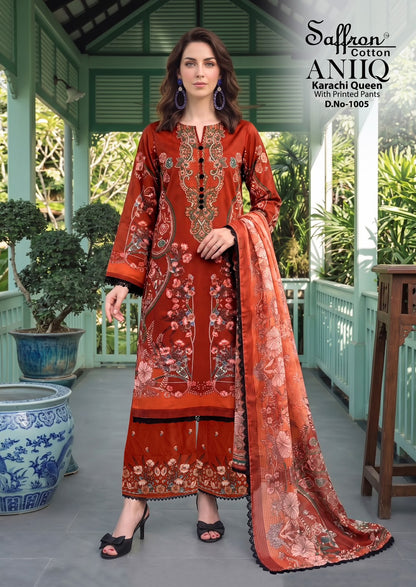 Aniiq Saffron Cotton Karachi Salwar Suits Manufacturer Gujarat