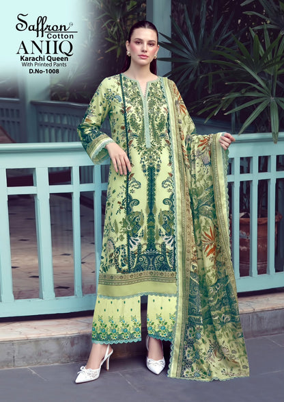 Aniiq Saffron Cotton Karachi Salwar Suits Manufacturer Gujarat