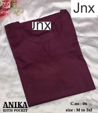 Anika Pocket Jnx Rayon 22Kg Straight Cut Kurtis Manufacturer Gujarat