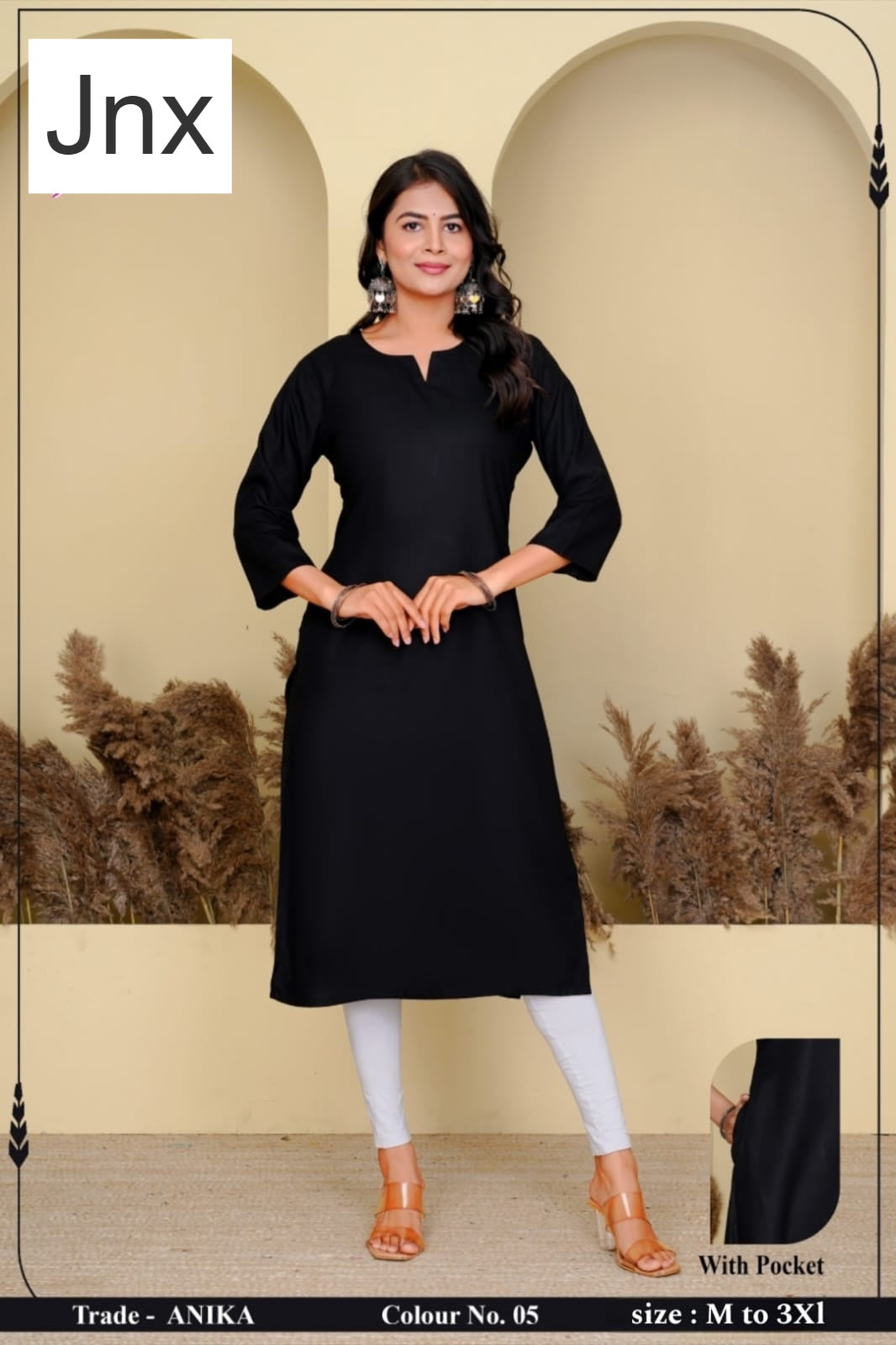 Anika Pocket Jnx Rayon 22Kg Straight Cut Kurtis Manufacturer Gujarat