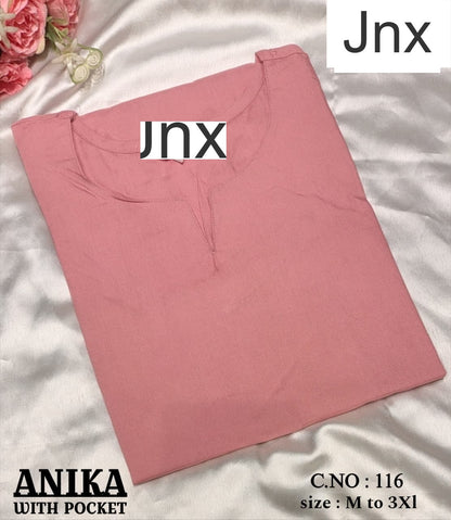 Anika Pocket Jnx Rayon 22Kg Straight Cut Kurtis Manufacturer Gujarat