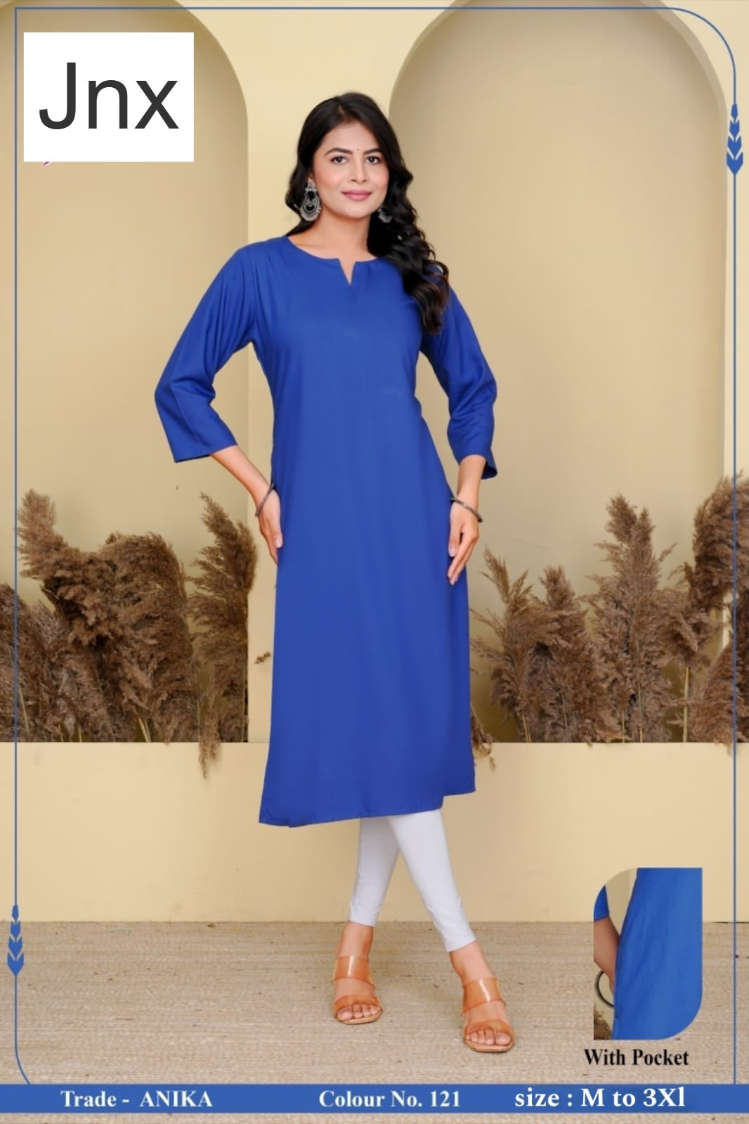 Anika Pocket Jnx Rayon 22Kg Straight Cut Kurtis Manufacturer Gujarat