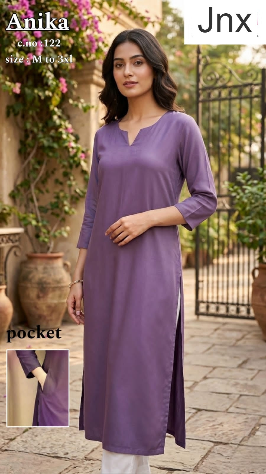 Anika Pocket Jnx Rayon 22Kg Straight Cut Kurtis Manufacturer Gujarat