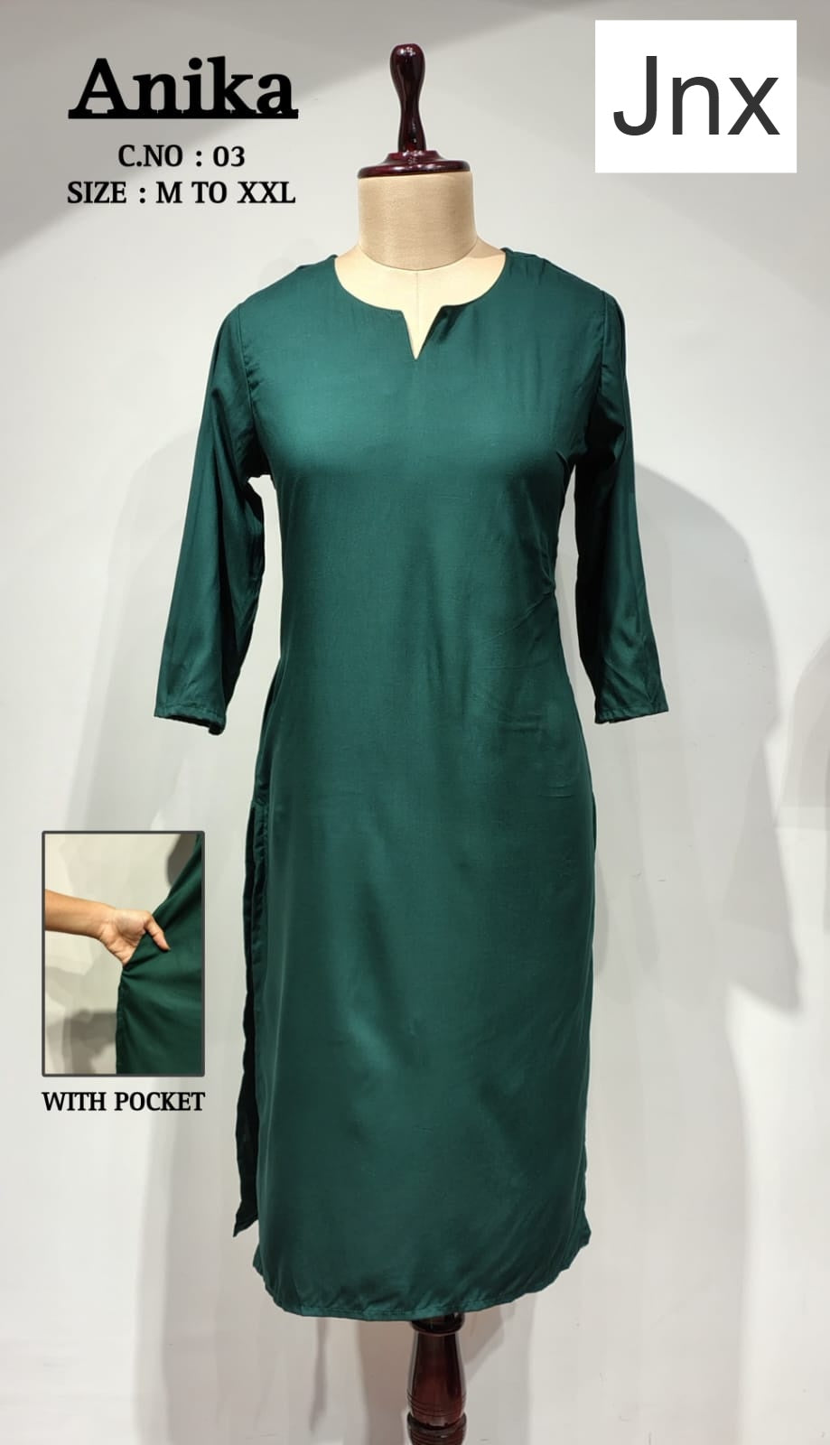Anika Pocket Jnx Rayon 22Kg Straight Cut Kurtis Manufacturer Gujarat