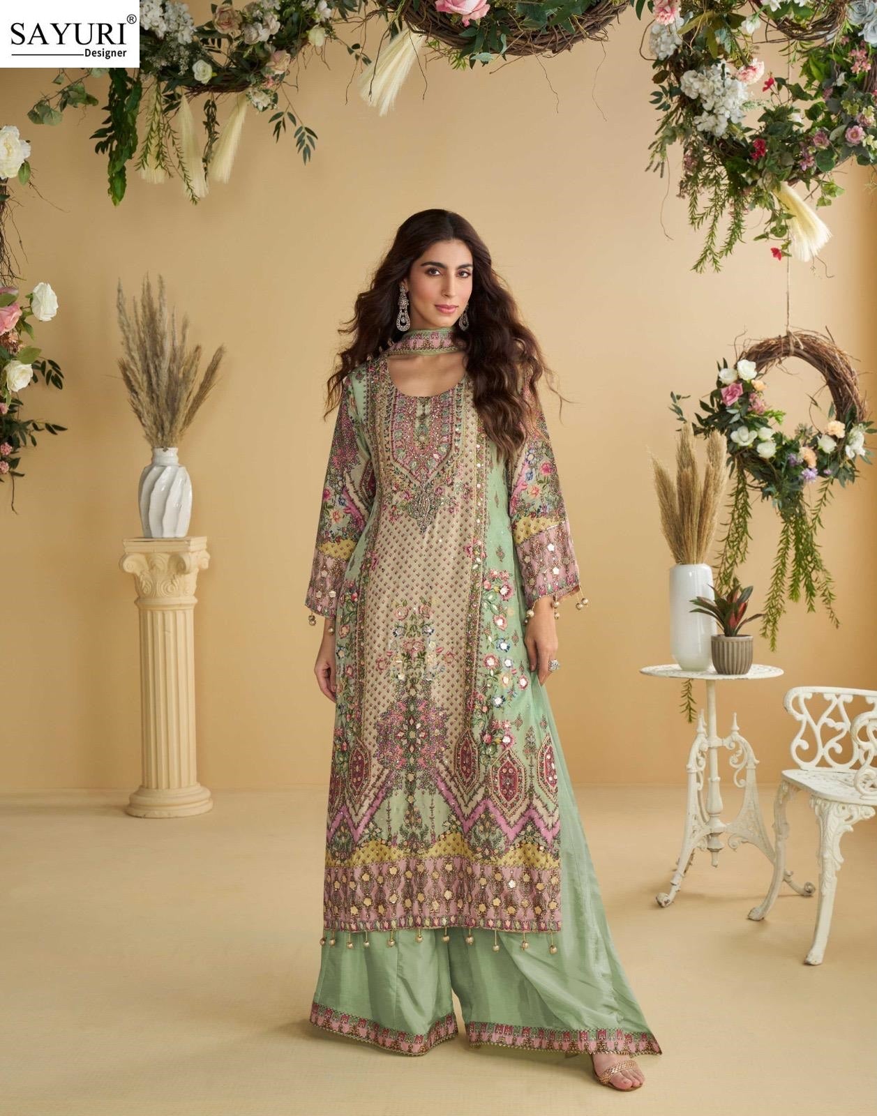 Anika Sayuri Natural Crepe Pakistani Readymade Suits Exporter