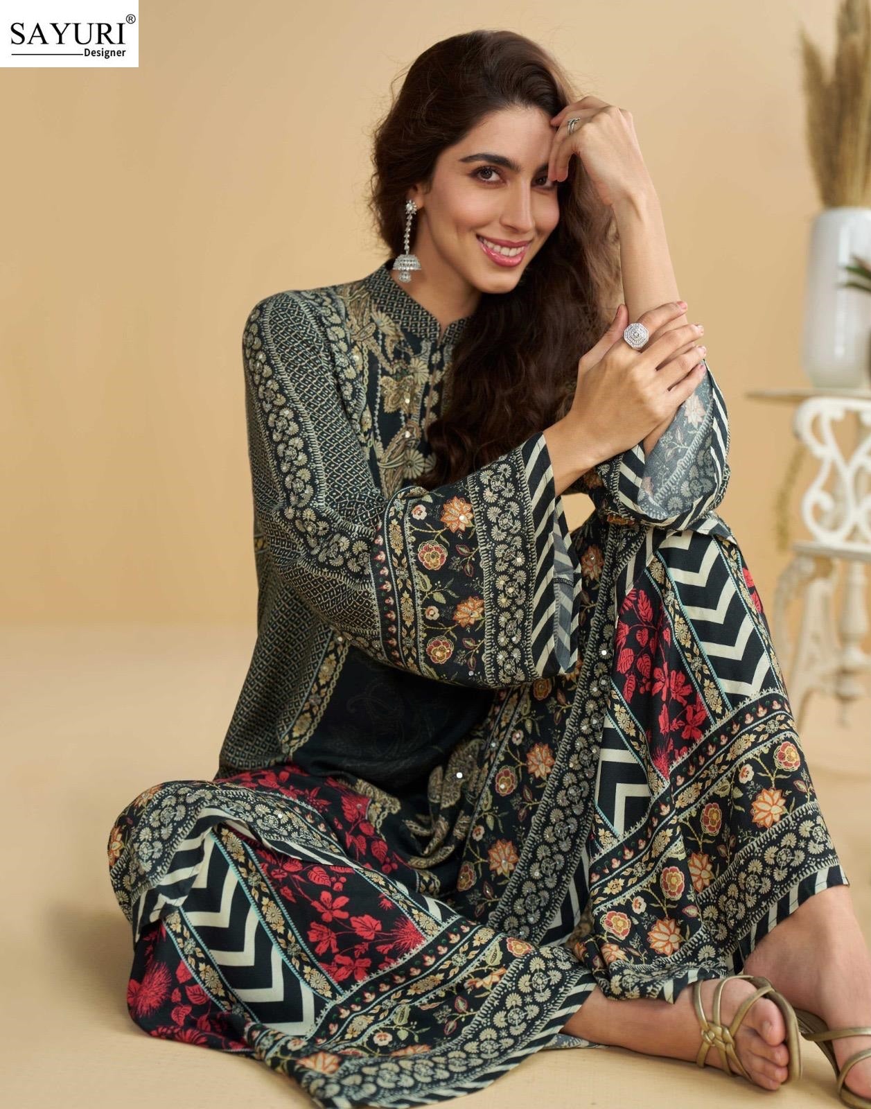 Anika Sayuri Natural Crepe Pakistani Readymade Suits Exporter