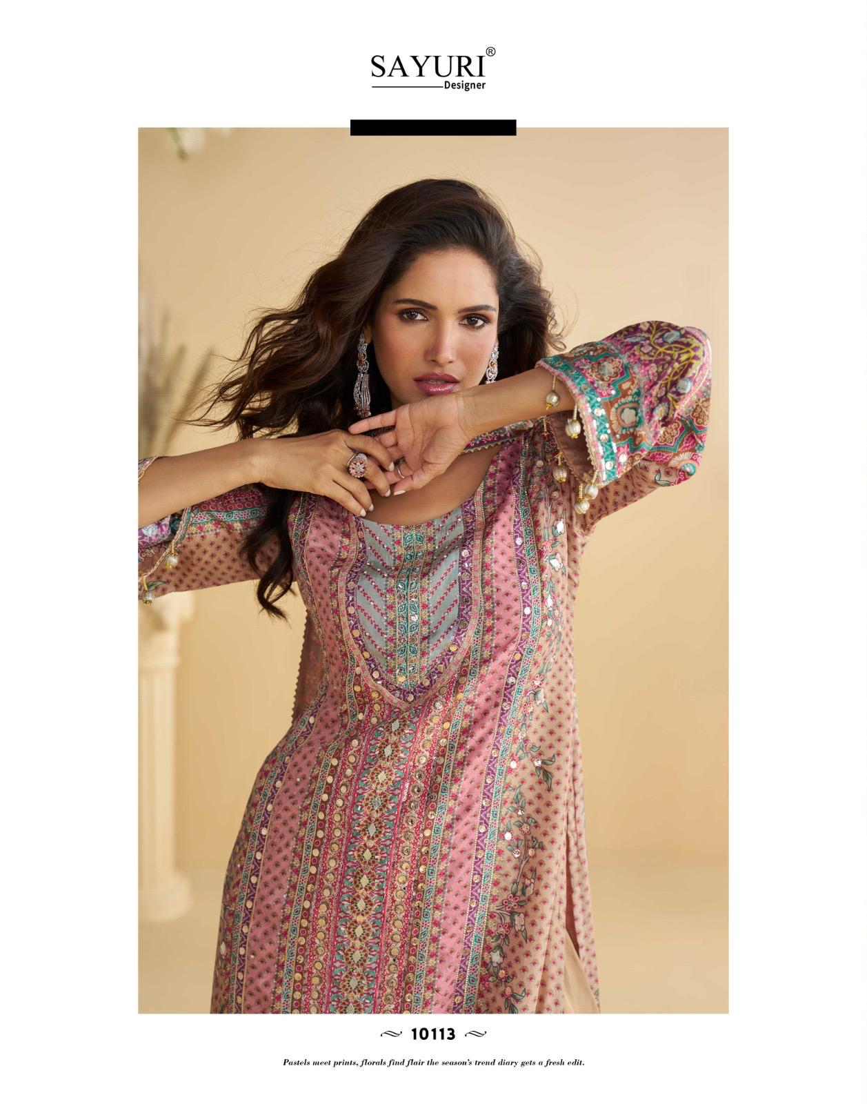 Anika Sayuri Natural Crepe Pakistani Readymade Suits Exporter
