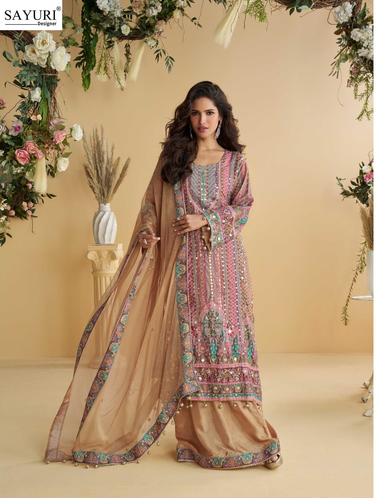 Anika Sayuri Natural Crepe Pakistani Readymade Suits Exporter