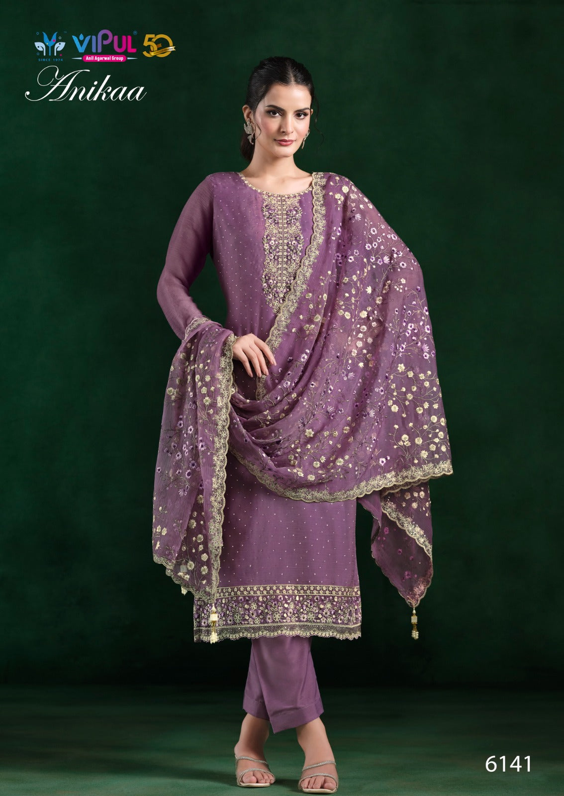 Anikaa Vipul Chiffon Pant Style Suits Supplier