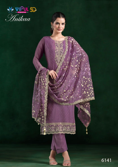 Anikaa Vipul Chiffon Pant Style Suits Supplier