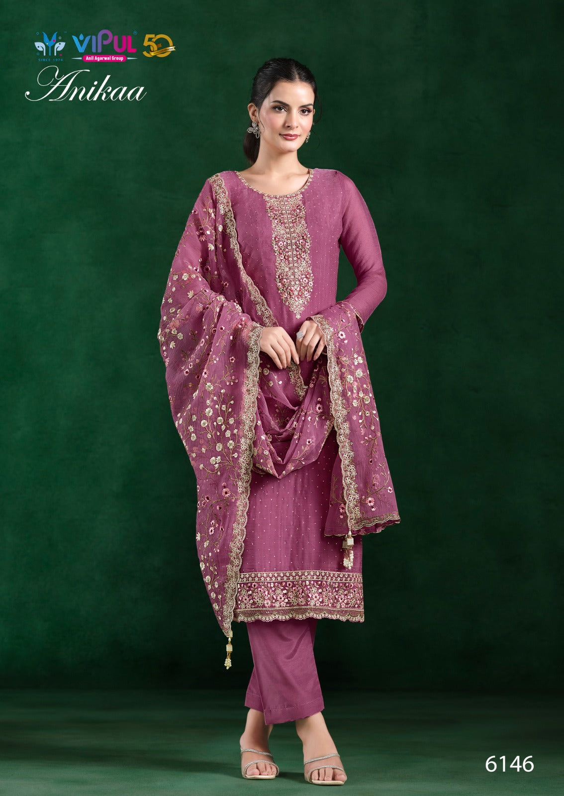 Anikaa Vipul Chiffon Pant Style Suits Supplier