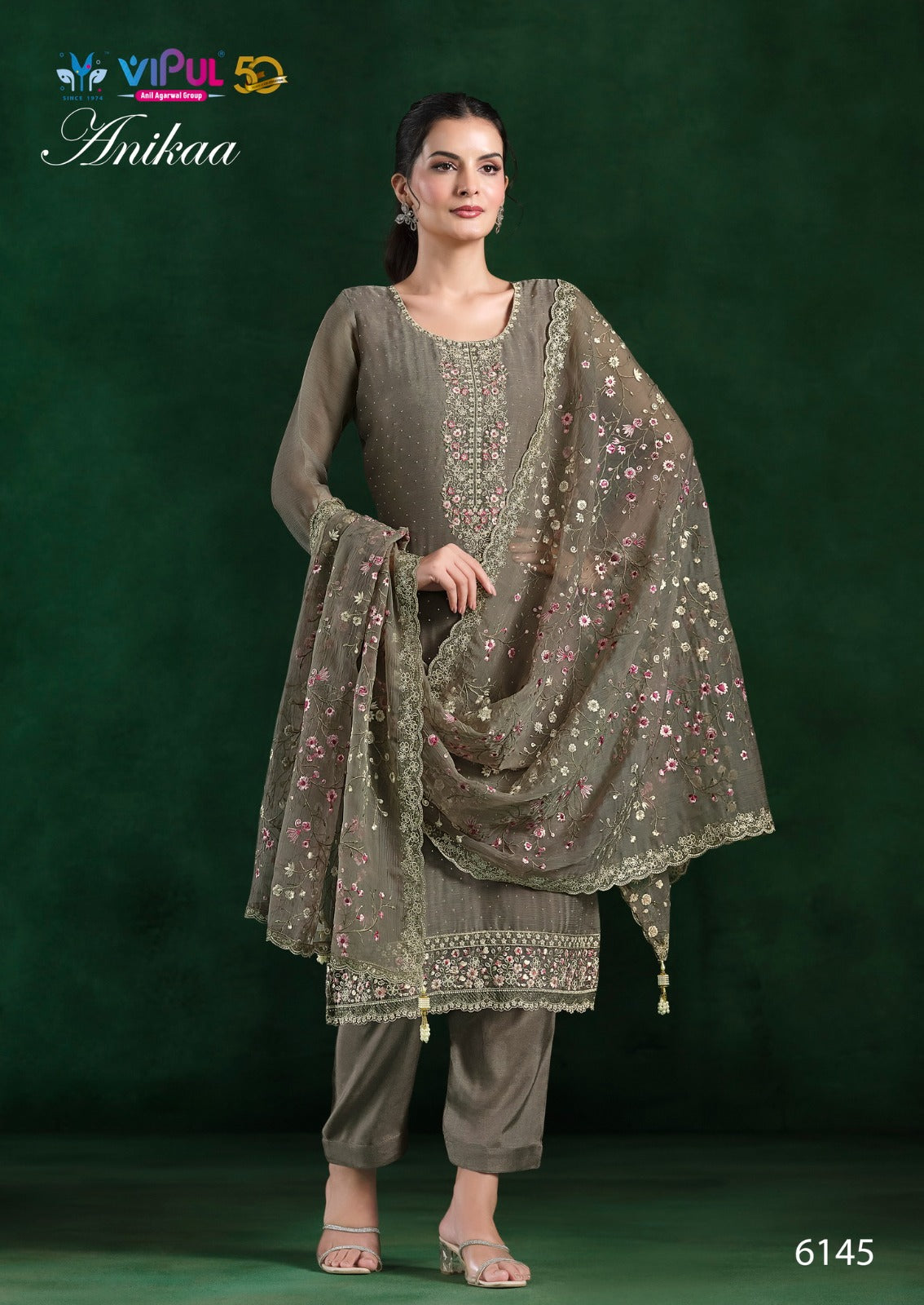 Anikaa Vipul Chiffon Pant Style Suits Supplier