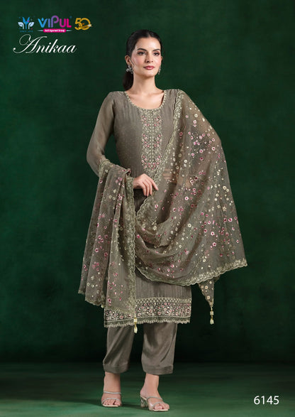 Anikaa Vipul Chiffon Pant Style Suits Supplier