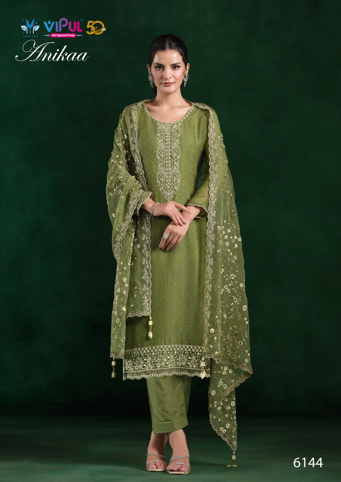 Anikaa Vipul Chiffon Pant Style Suits Supplier