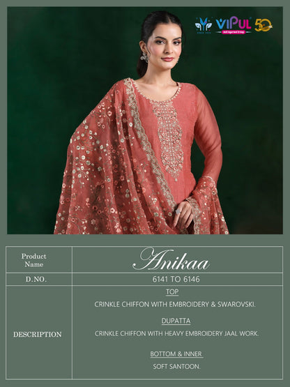 Anikaa Vipul Chiffon Pant Style Suits Supplier