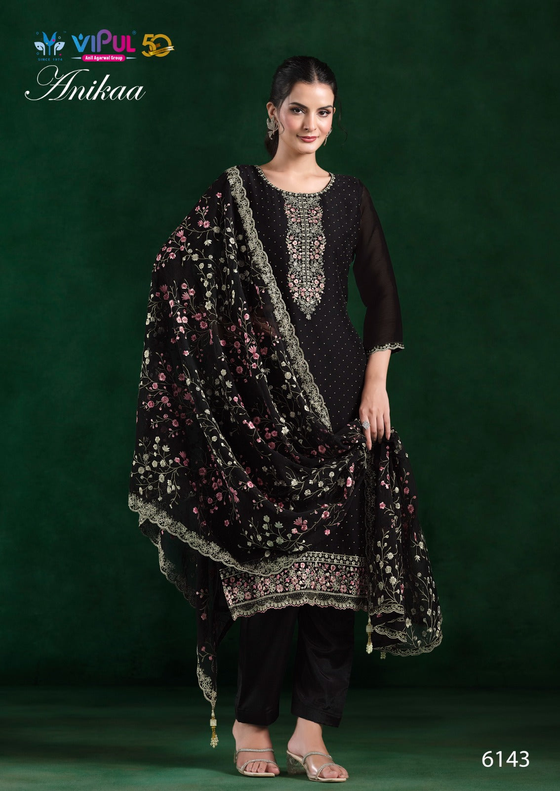 Anikaa Vipul Chiffon Pant Style Suits Supplier