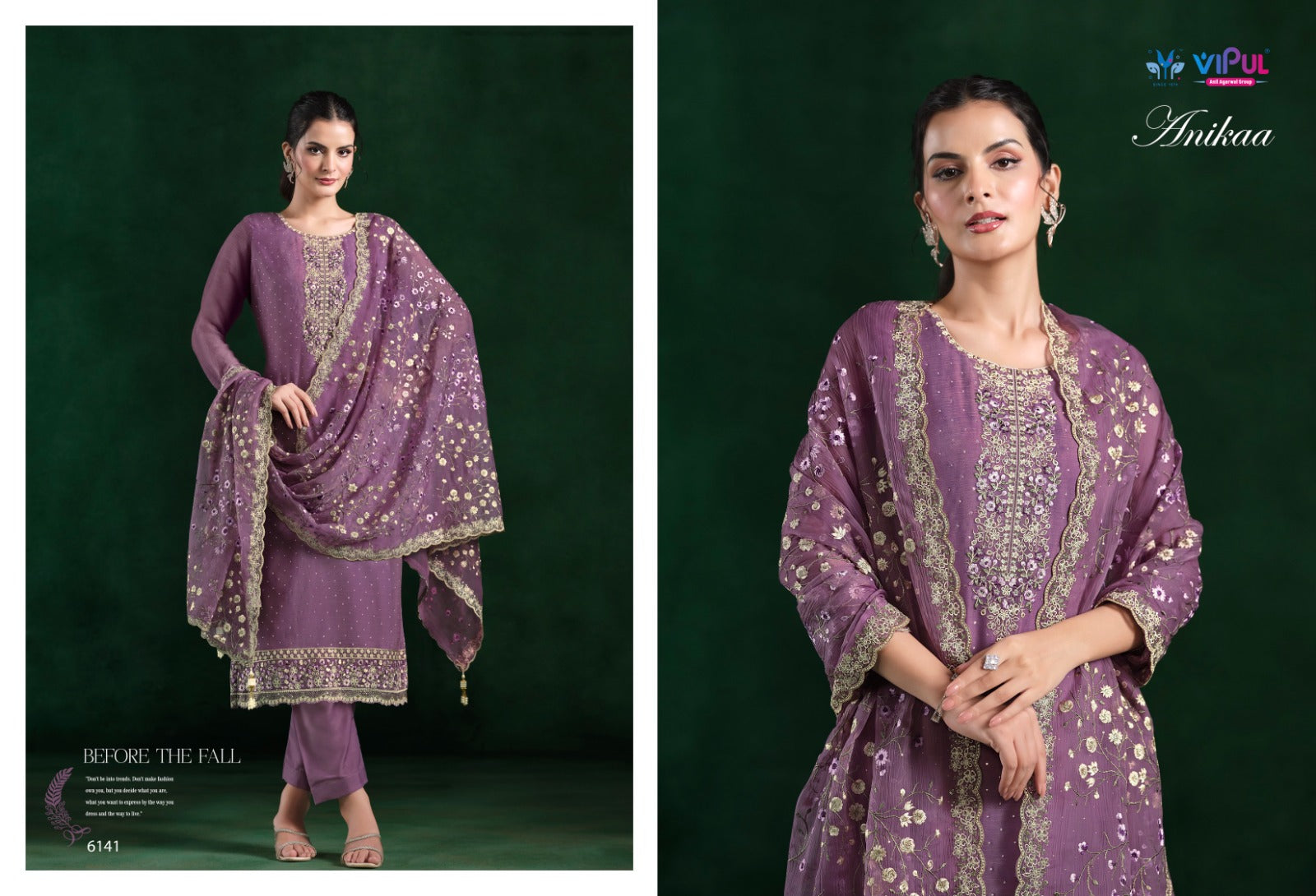 Anikaa Vipul Chiffon Pant Style Suits Supplier