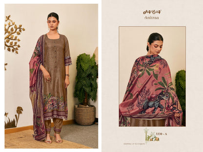 Anitraa 3330 Jay Vijay Tussar Silk Pant Style Suits Exporter
