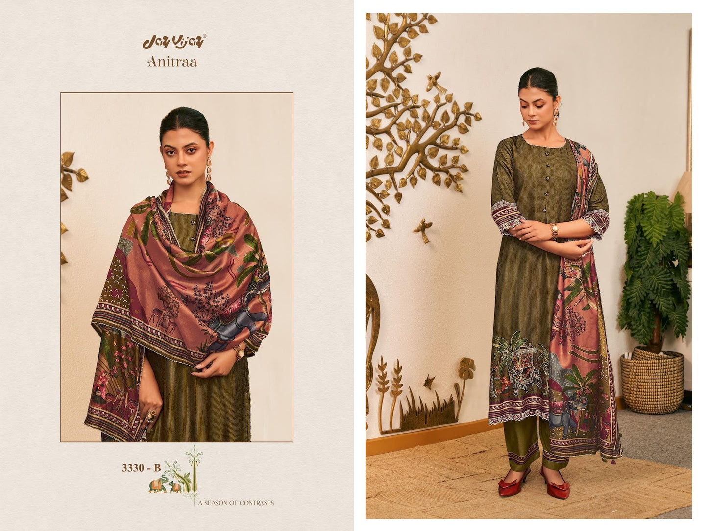 Anitraa 3330 Jay Vijay Tussar Silk Pant Style Suits Exporter