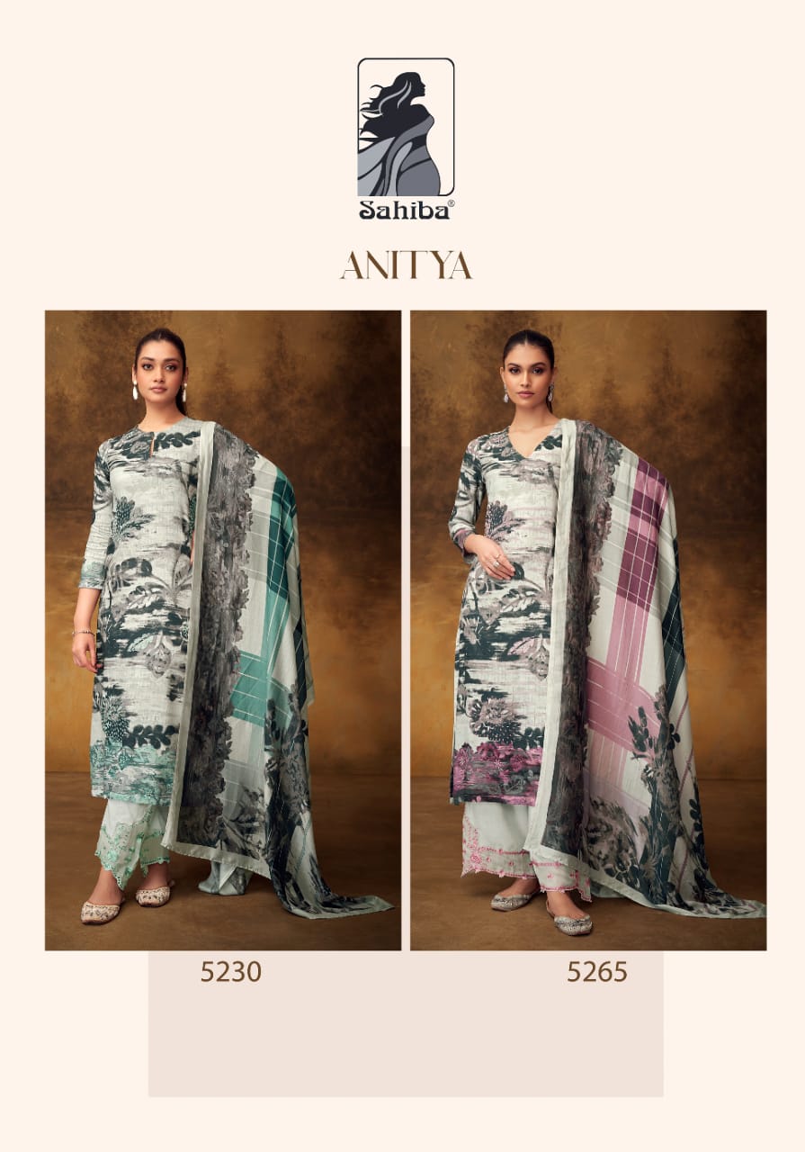 Anitya Sahiba Staple Twill Pashmina Suits Exporter Ahmedabad