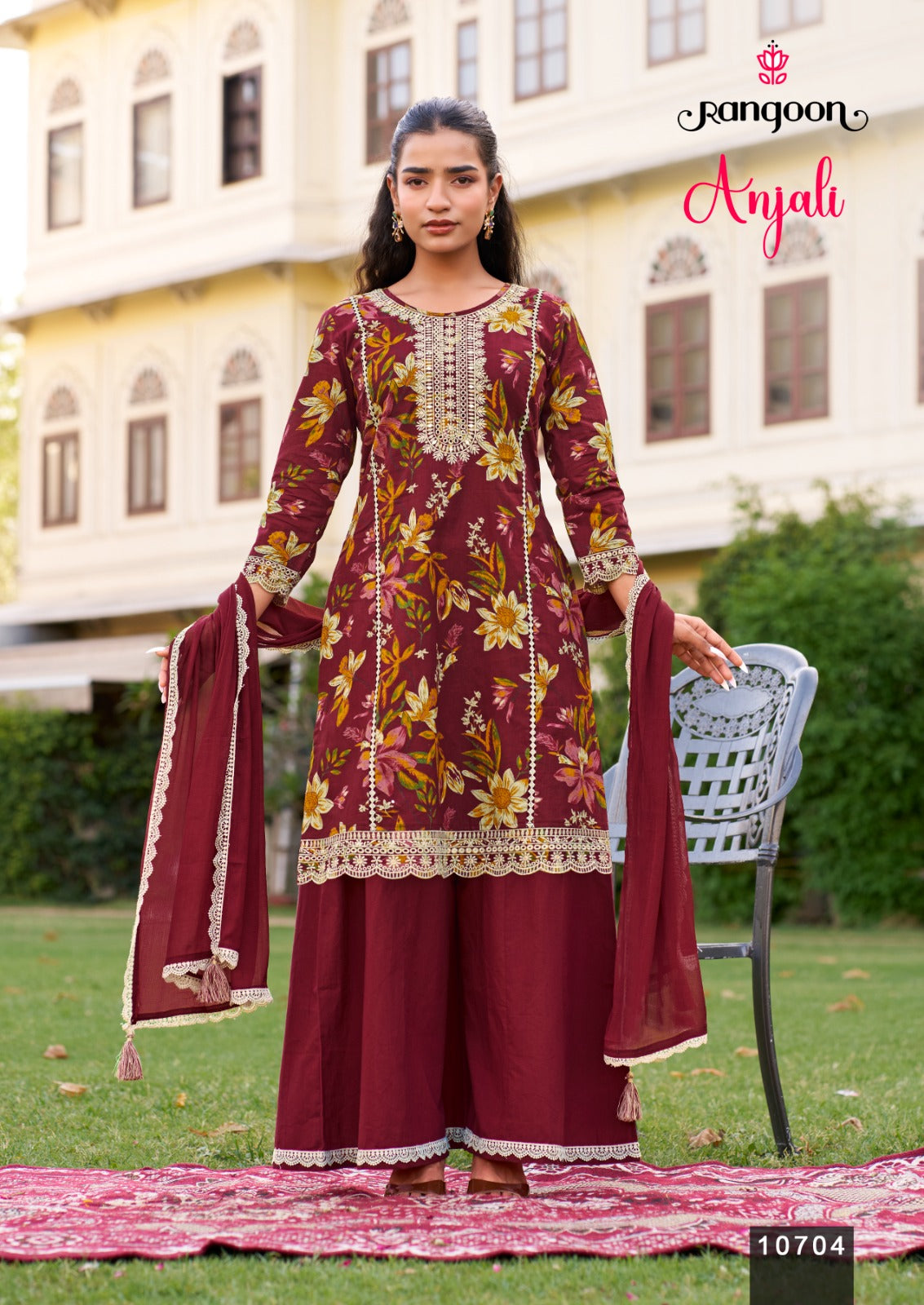 Anjali Rangoon Cotton Cambric Readymade Plazzo Style Suits Exporter India
