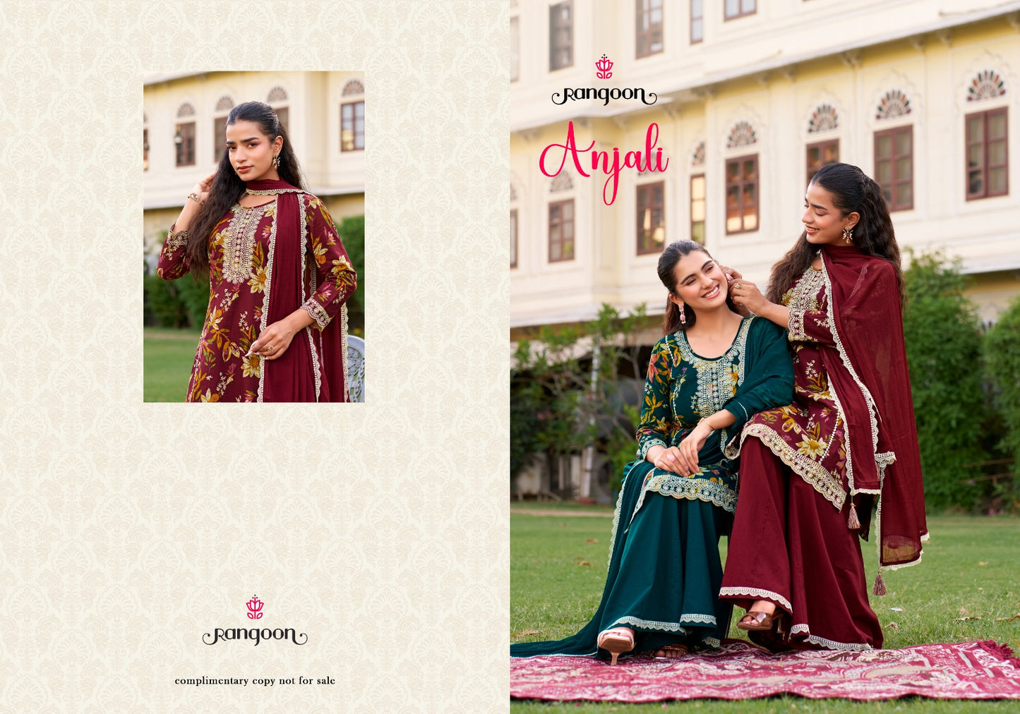 Anjali Rangoon Cotton Cambric Readymade Plazzo Style Suits Exporter India