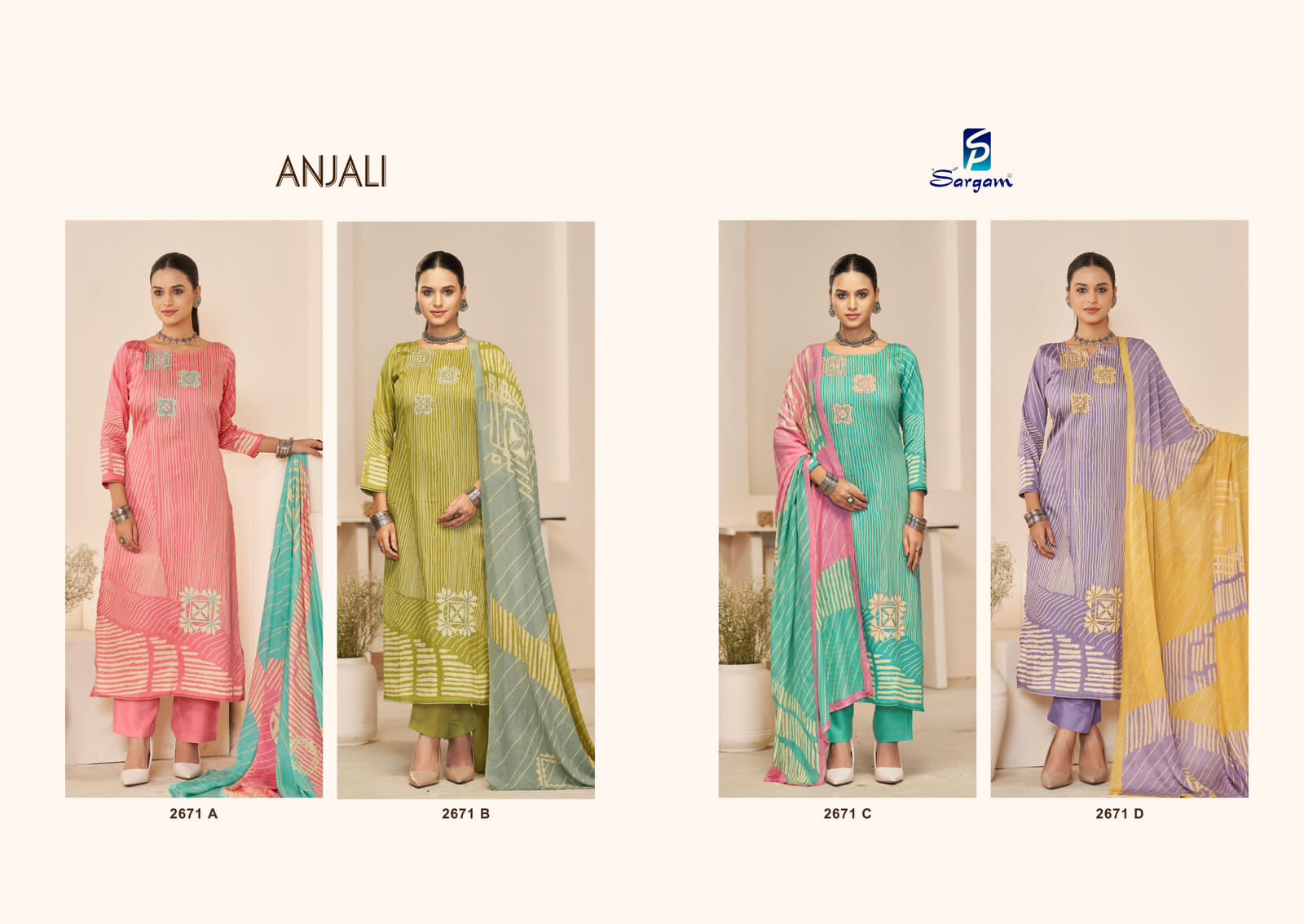 Anjali Sargam Prints Pure Jam Pant Style Suits Wholesale Price