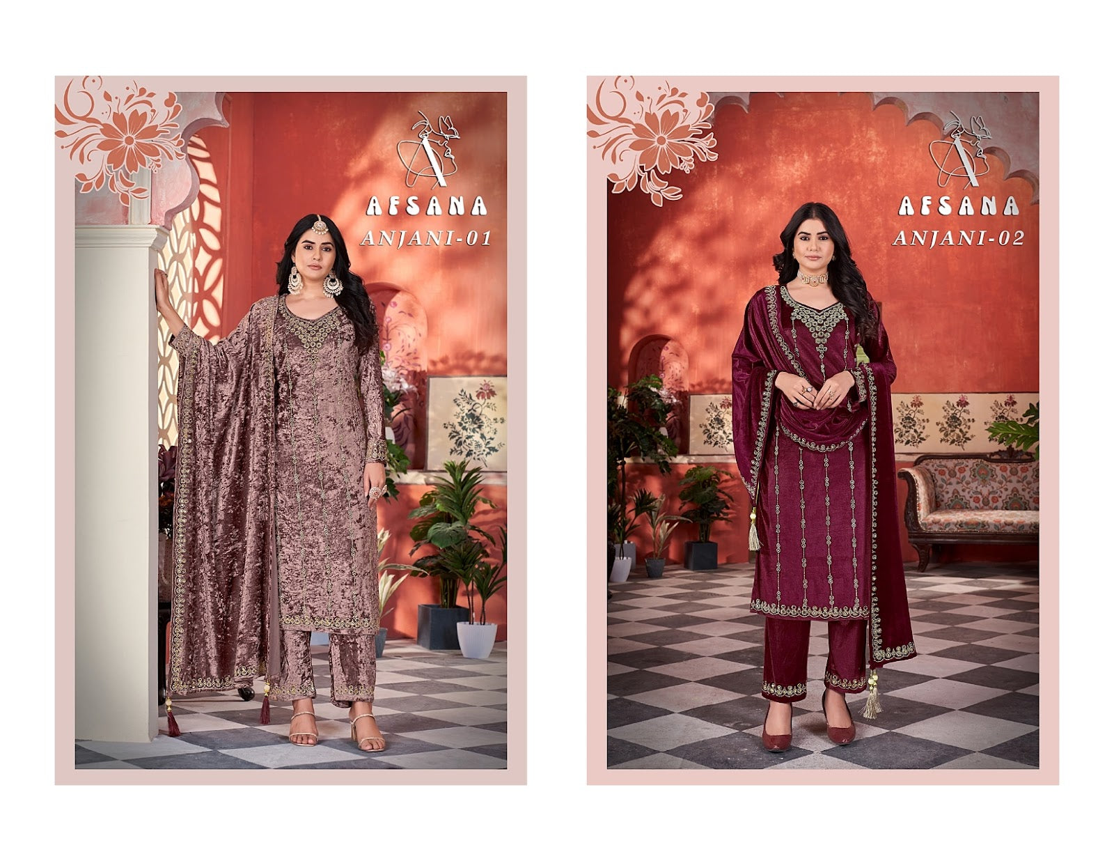 Anjani Afsana Readymade Velvet Suits Exporter India