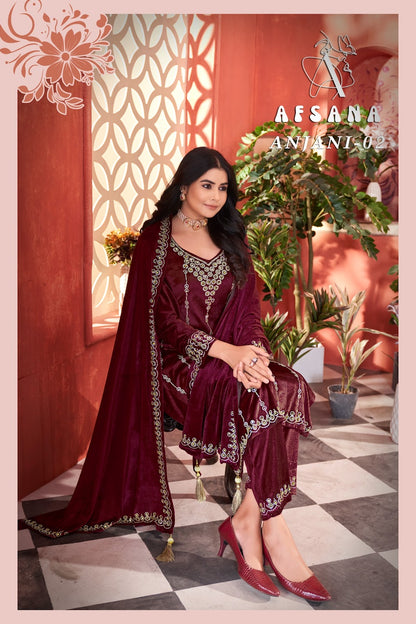 Anjani Afsana Readymade Velvet Suits Exporter India