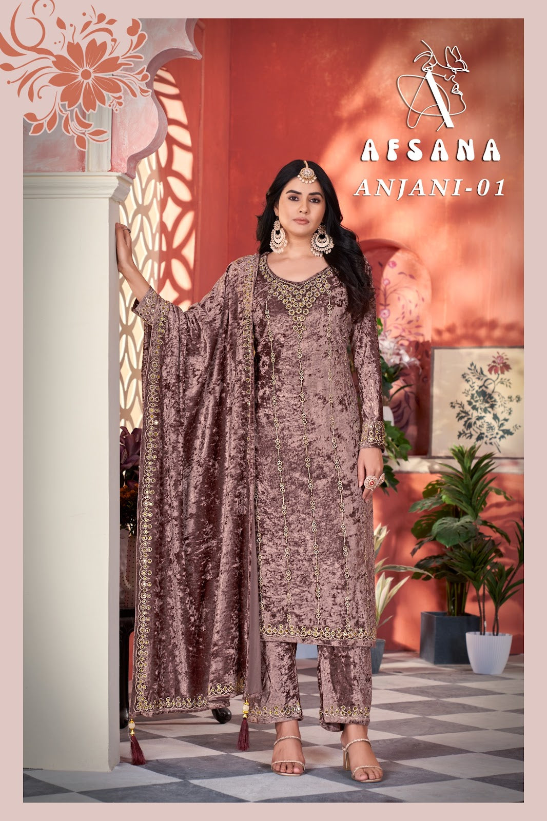 Anjani Afsana Readymade Velvet Suits Exporter India