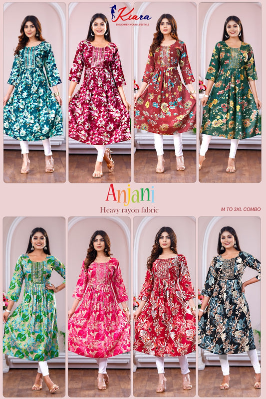 Anjani Kiara Heavy Rayon Kurtis Manufacturer India