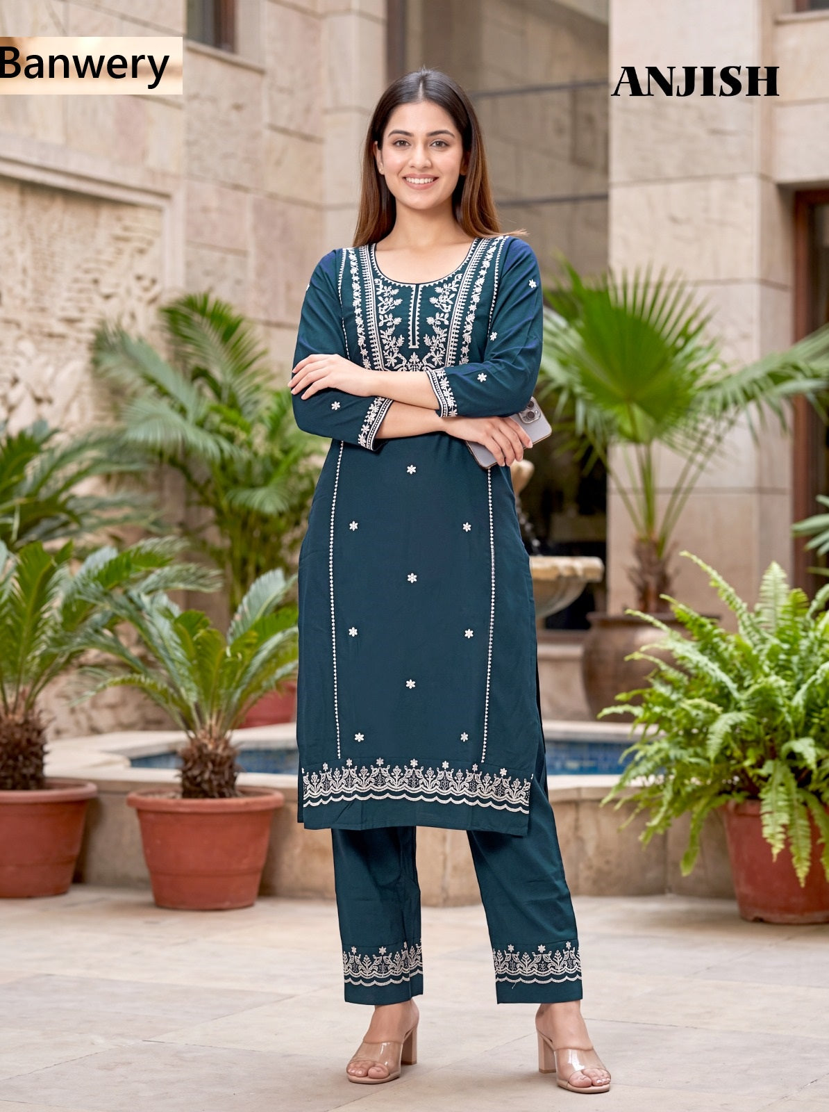 Anjish Plus Size Banwery South Cotton Kurti Pant Set Manufacturer Gujarat