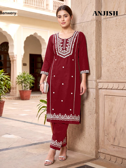 Anjish Plus Size Banwery South Cotton Kurti Pant Set Manufacturer Gujarat