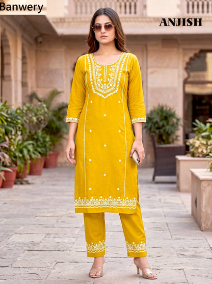 Anjish Plus Size Banwery South Cotton Kurti Pant Set Manufacturer Gujarat