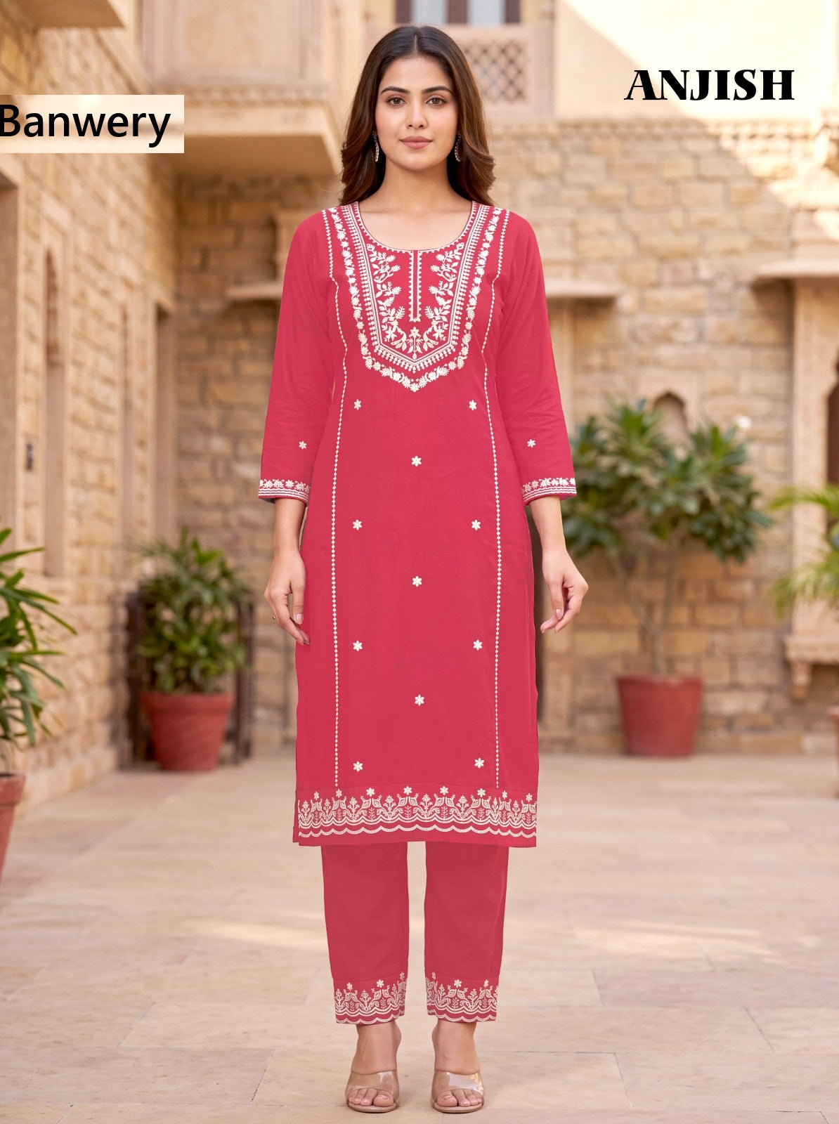 Anjish Plus Size Banwery South Cotton Kurti Pant Set Manufacturer Gujarat