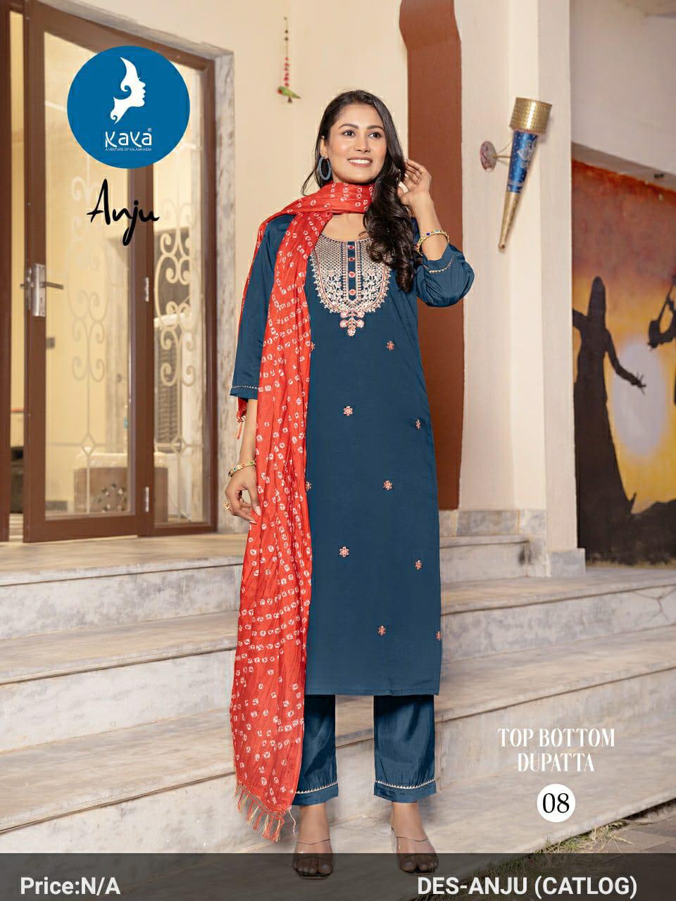 Anju Kaya Roman Silk Readymade Pant Style Suits Wholesale Price