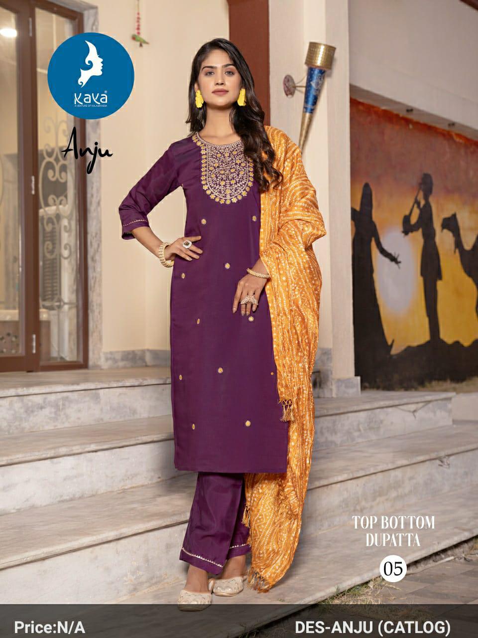Anju Kaya Roman Silk Readymade Pant Style Suits Wholesale Price