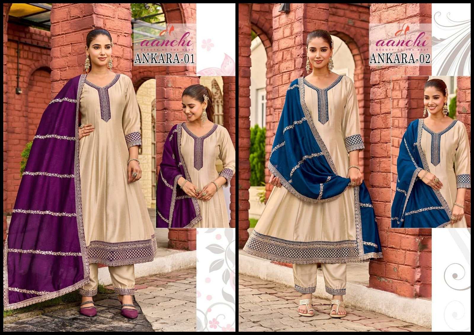 Ankara Aanchi Vichitra Silk Readymade Anarkali Suits Exporter India