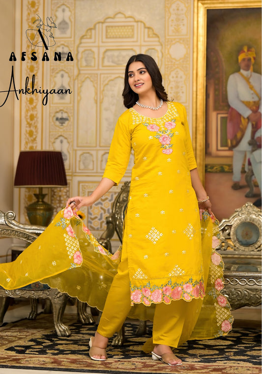 Ankhiyaan Afsana Viscose Roman . Readymade Pant Style Suits Exporter Gujarat