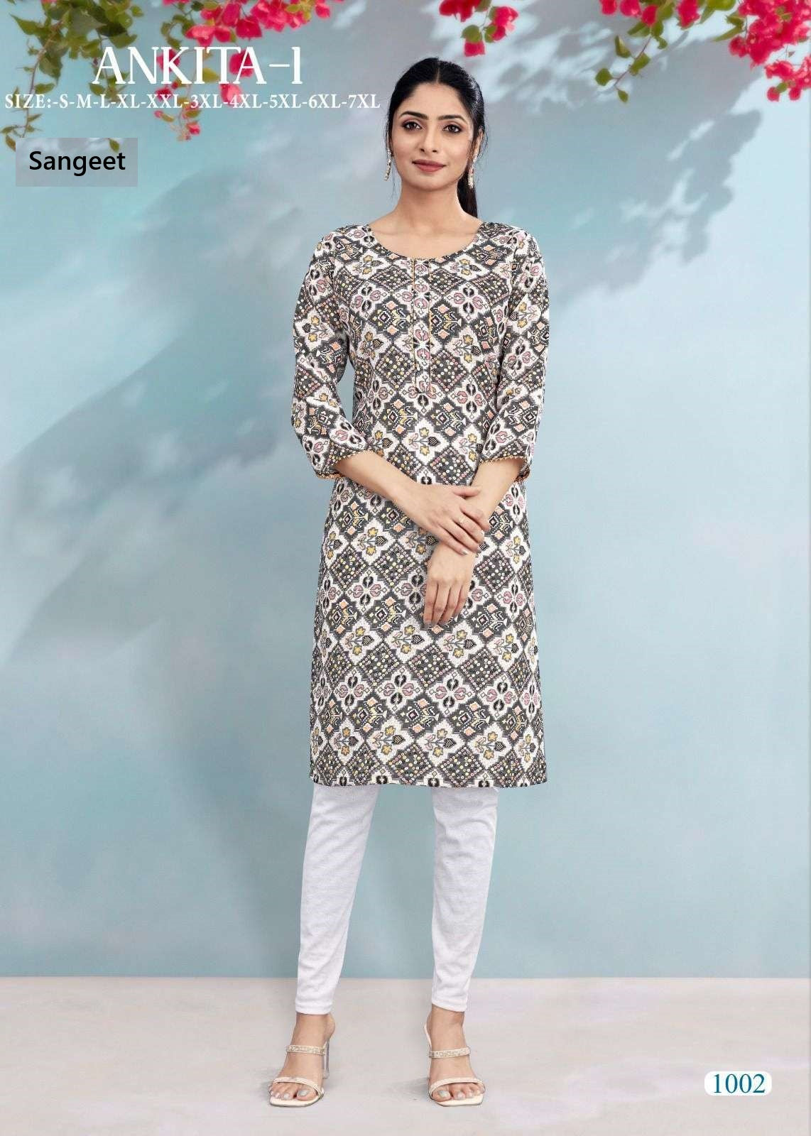Ankita 1 Sangeet Rayon Cotton Knee Length Kurtis Supplier Gujarat
