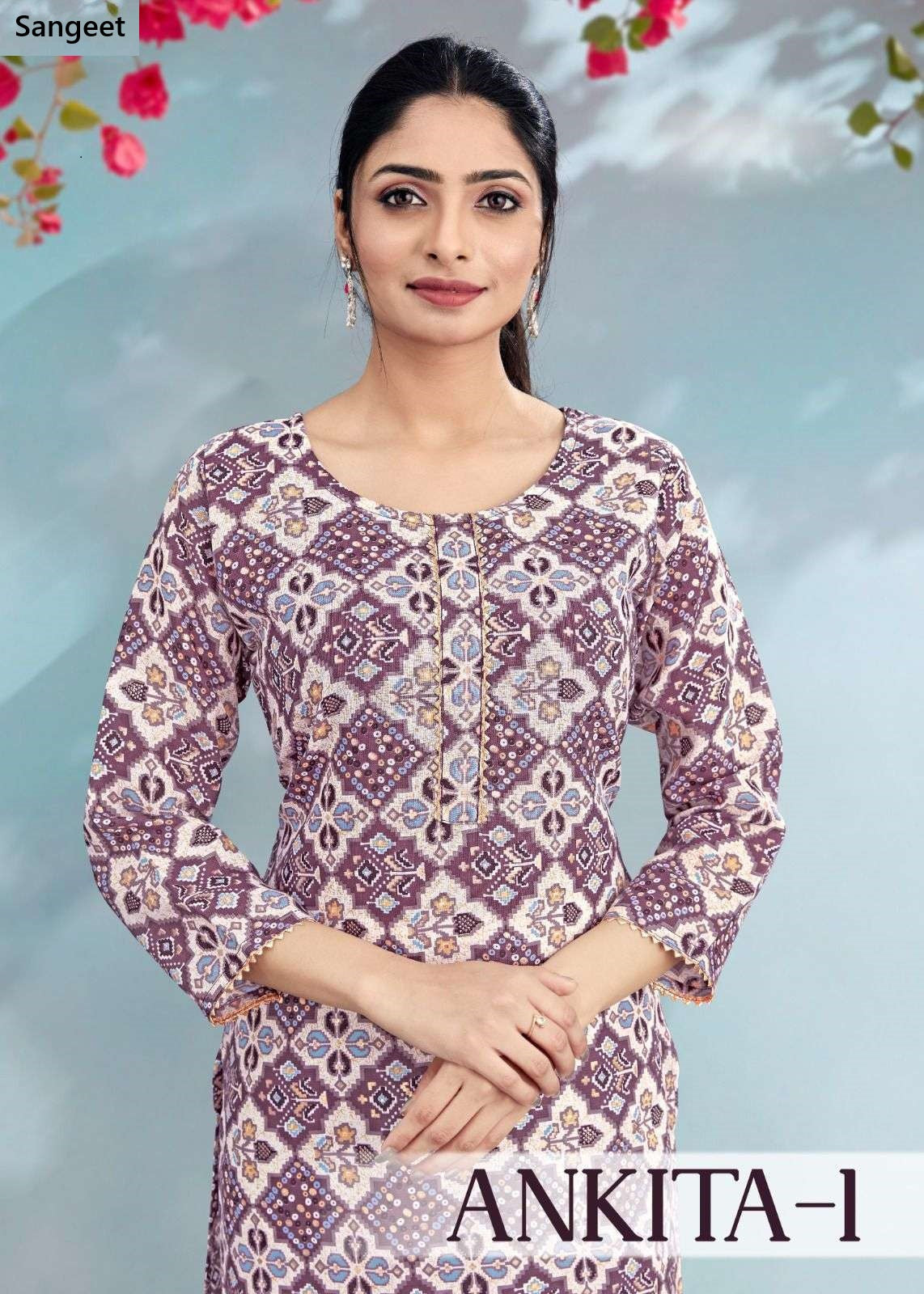 Ankita 1 Sangeet Rayon Cotton Knee Length Kurtis Supplier Gujarat